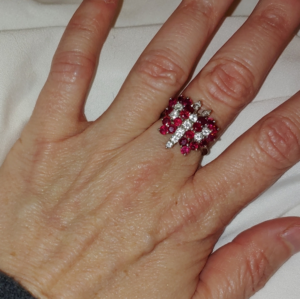 Authentic Diamond And Ruby Butterfly Ring Sz 7 1/4 - image 6